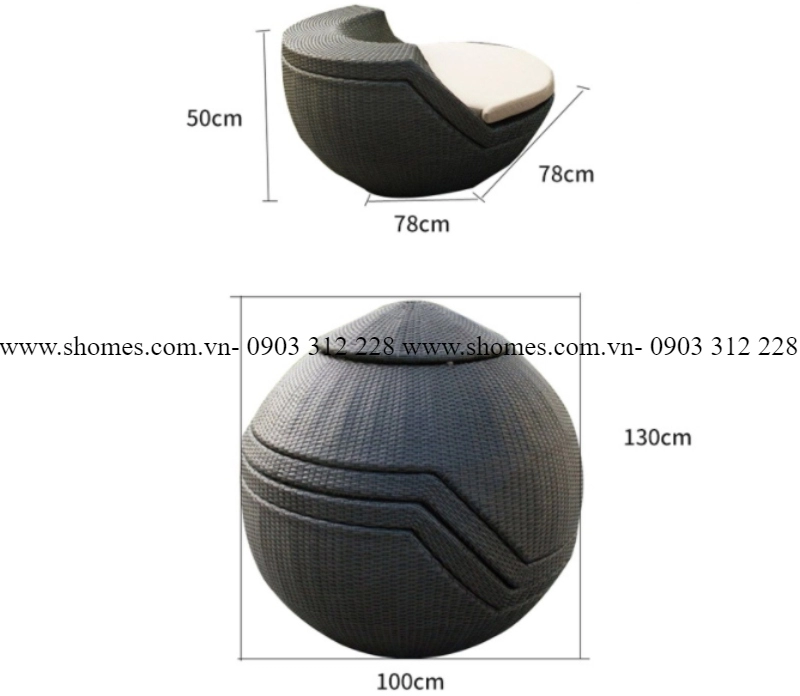 ban ghe cafe may nhua 3 3745 - Bộ so fa hình quả cầu 04